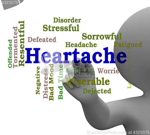 Image of Heartache Word Represents Worry Agony 3d Rendering