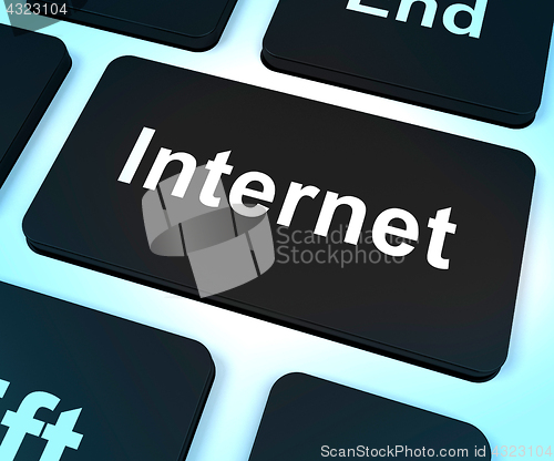 Image of Internet Key Shows Online Connection