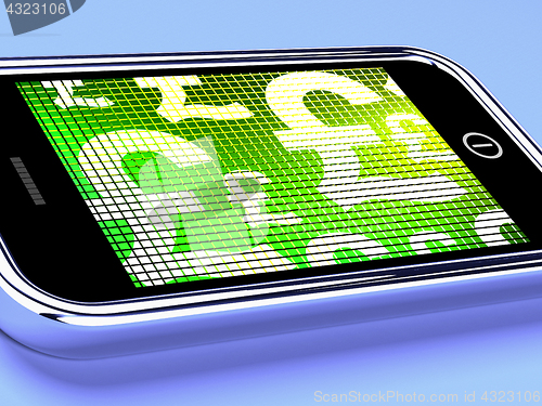 Image of British Pounds Signs On A Mobile Phone Screen