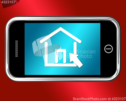 Image of House Symbol On Mobile Shows Real Estate Or Rentals