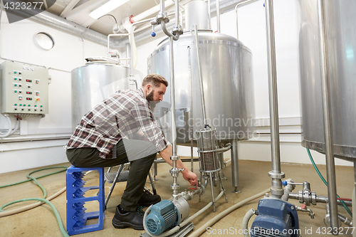 Image of man working at craft beer brewery