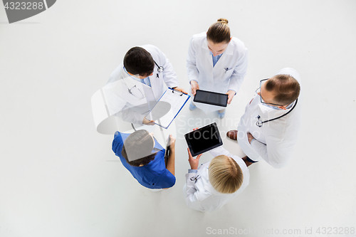 Image of doctors with cardiogram and and tablet pc