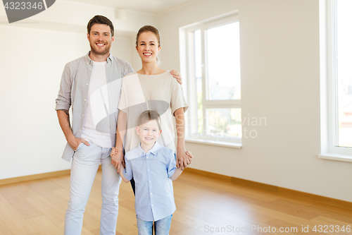 Image of happy family with child moving to new home