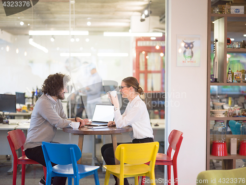 Image of startup Business team Working With laptop in creative office