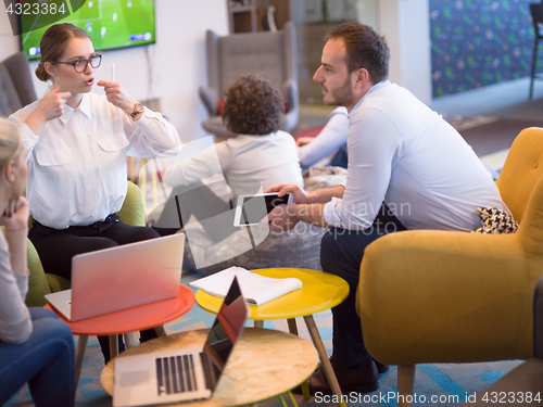 Image of Startup Business Team At A Meeting at modern office building