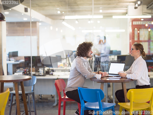 Image of startup Business team Working With laptop in creative office