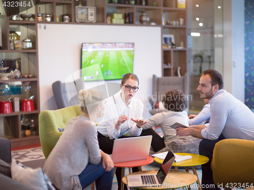 Image of Startup Business Team At A Meeting at modern office building