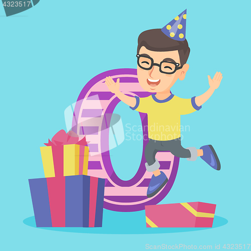 Image of Caucasian boy celebrating first birthday.