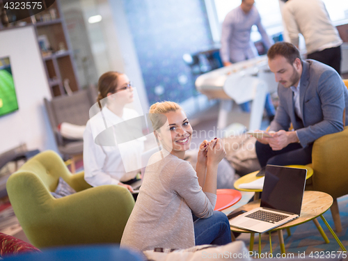 Image of Startup Business Team At A Meeting at modern office building
