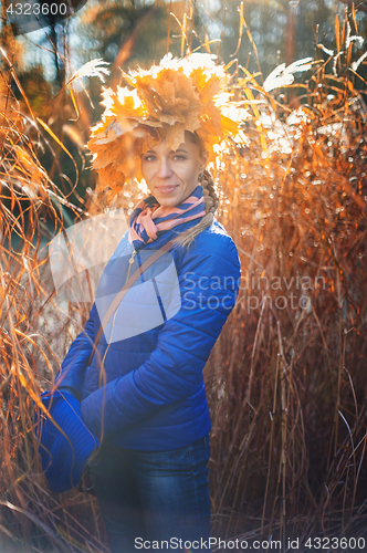 Image of Beauty woman at autumn park