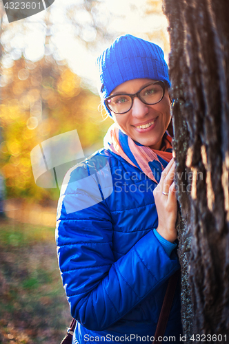 Image of Beauty woman at autumn park