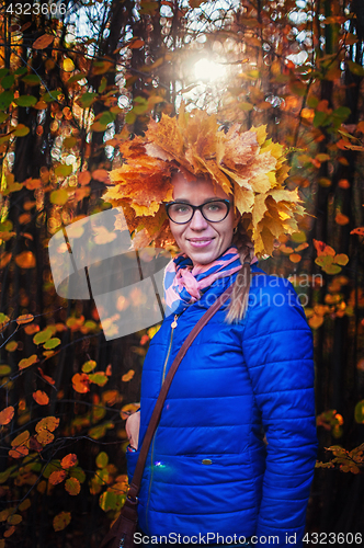 Image of Beauty woman at autumn park