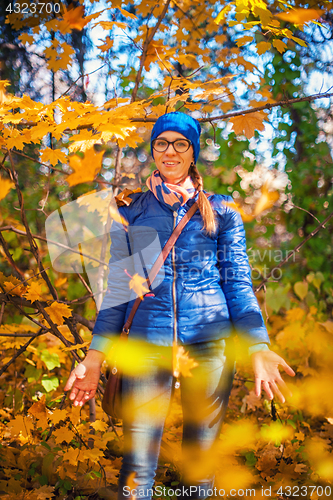 Image of Beauty woman at autumn park