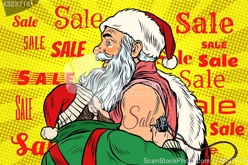 Image of Sale, elf makes Santa Claus tattoo