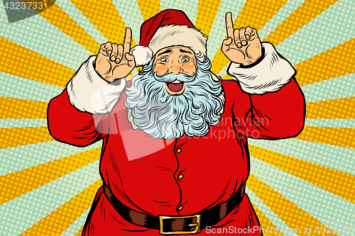 Image of Santa Claus pointing finger up
