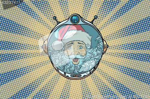 Image of Space helmet with Santa Claus astronaut