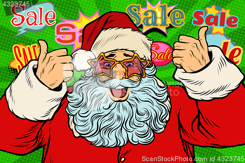 Image of sale background Santa Claus in the star glasses