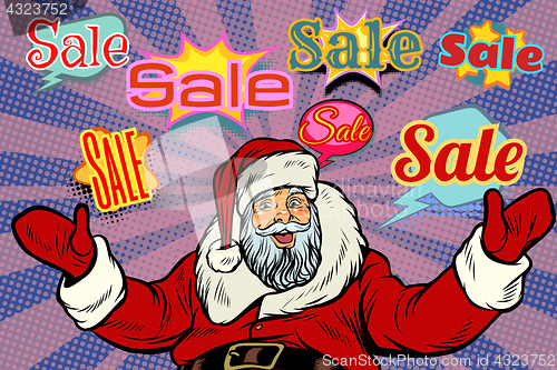 Image of Christmas sale background with Santa Claus