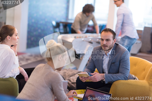 Image of Startup Business Team At A Meeting at modern office building