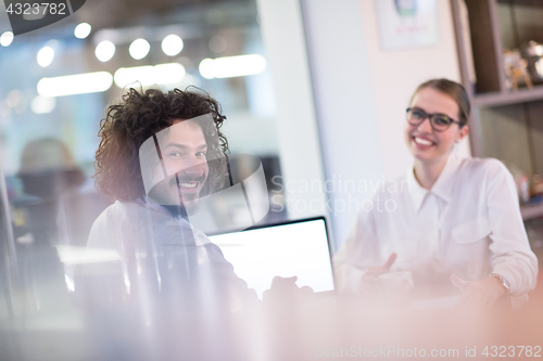 Image of startup Business team Working With laptop in creative office