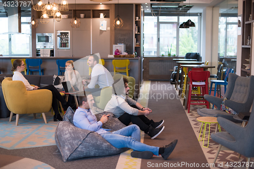 Image of startup Office Workers Playing computer games