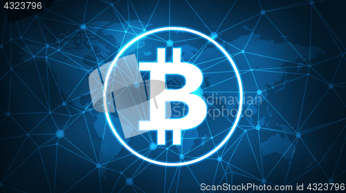 Image of Bitcoin symbol on futuristic hud banner.