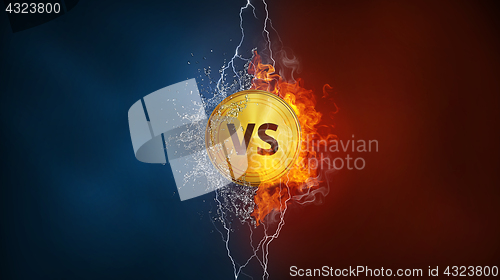 Image of Versus VS sign in fire, water splashes and lightning.
