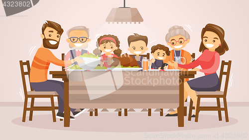 Image of Family celebrating Thanksgiving Holiday card.