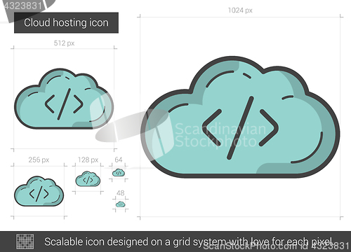 Image of Cloud hosting line icon.