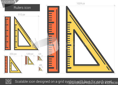 Image of Rulers line icon.