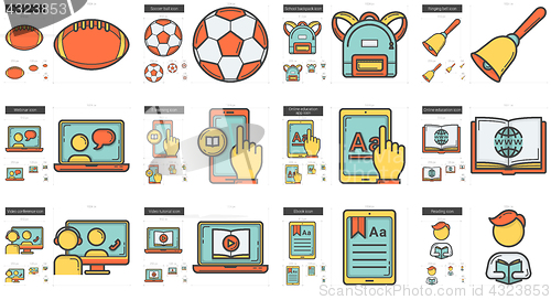 Image of Education line icon set.