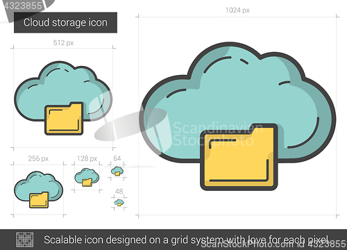 Image of Cloud storage line icon.