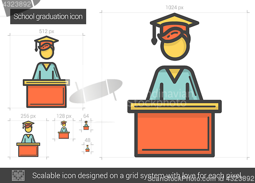 Image of School graduation line icon.