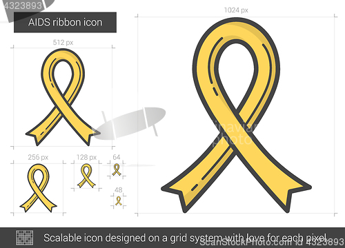 Image of AIDS ribbon line icon.