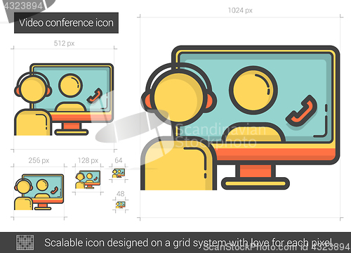 Image of Video conference line icon.