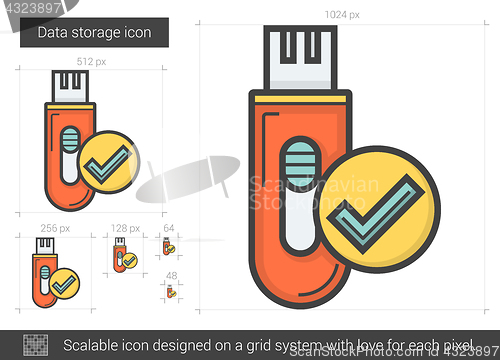 Image of Data storage line icon.
