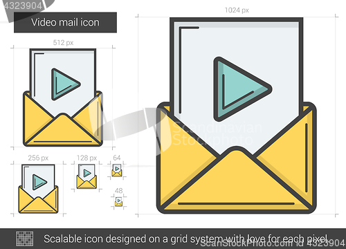 Image of Video mail line icon.