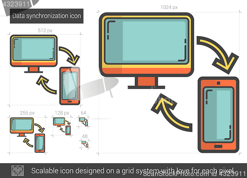 Image of Data synchronization line icon.