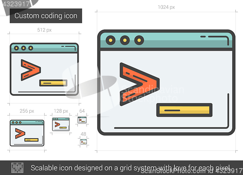 Image of Custom coding line icon.