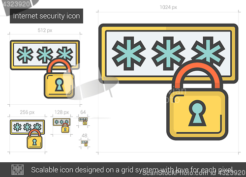 Image of Internet security line icon.