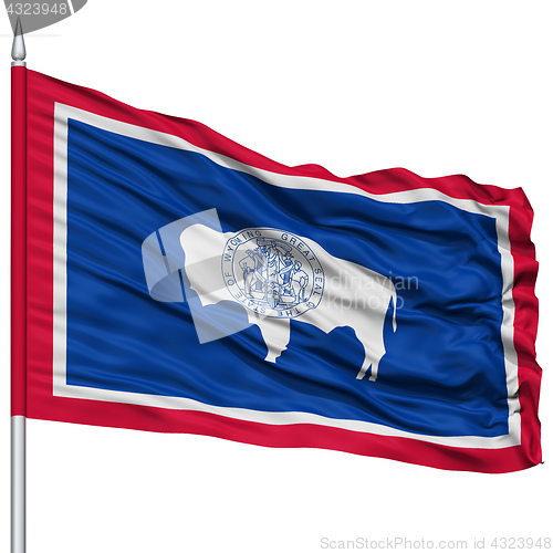 Image of Isolated Wyoming Flag on Flagpole, USA state