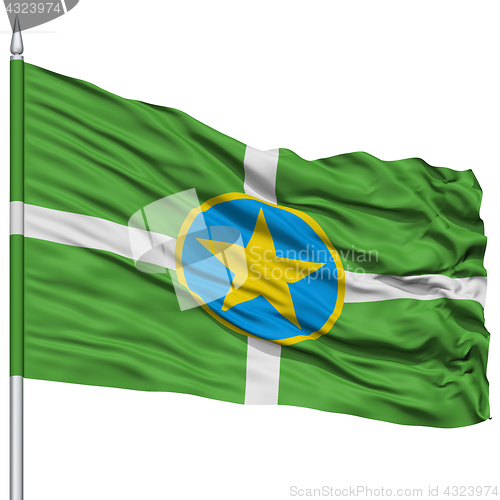 Image of Jackson Flag on Flagpole, Waving on White Background