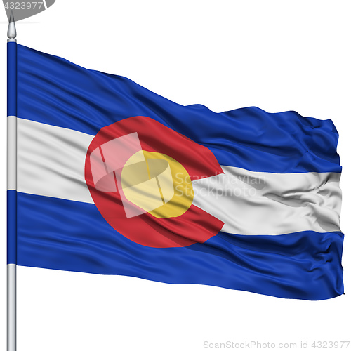 Image of Isolated Colorado Flag on Flagpole, USA state