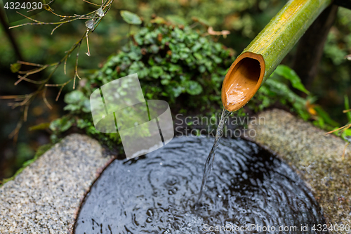 Image of Japanese wooden ladle in shrine