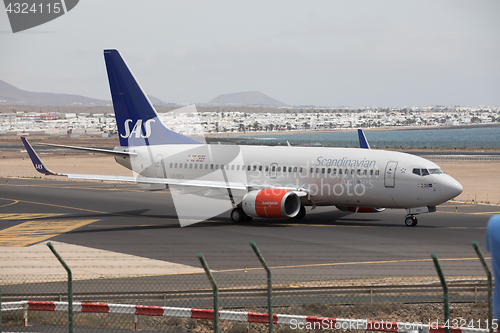 Image of ARECIFE, SPAIN - APRIL, 15 2017: Boeing 737-700 of SAS ready to 