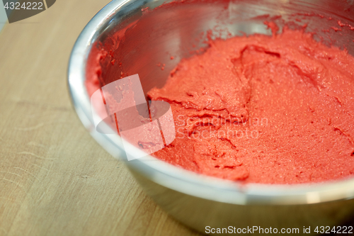 Image of macaron batter or ice cream in bowl