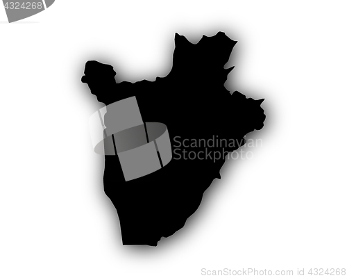 Image of Map of Burundi with shadow