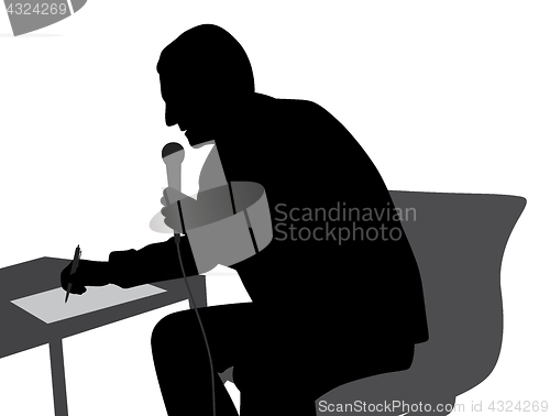 Image of Speaker speaking writing conducting the event