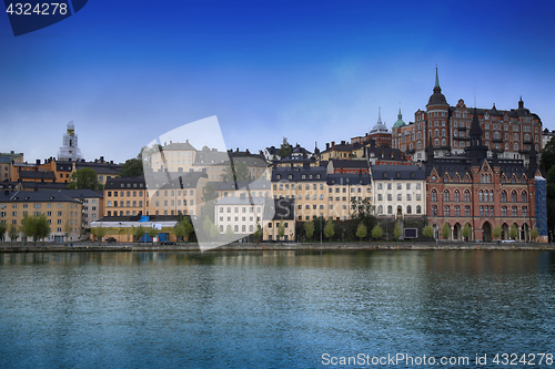Image of Beautiful view of Sodermalm district in Stockholm, Sweden