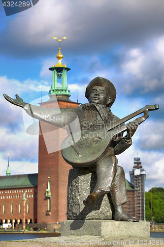 Image of Evert Taube monument on Gamla and City Hall Stan in Stockholm, S